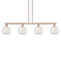 Innovations Lighting White Mouchette 4 Light 51" Wide Linear Pendant Antique Copper / White Mouchette