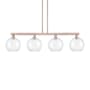 Innovations Lighting Athens 4 Light 53" Wide Linear Pendant Antique Copper / Clear