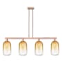 Innovations Lighting Brookhaven Cloche 4 Light 48" Wide Linear Pendant Antique Copper / Amber