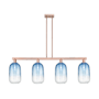Innovations Lighting Brookhaven Cloche 4 Light 48" Wide Linear Pendant Antique Copper / Sapphire Blue