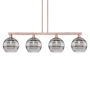 Innovations Lighting Rochester 4 Light 53" Wide Linear Pendant Antique Copper / Light Smoke