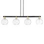 Innovations Lighting Athens Water Glass 4 Light 51" Wide Linear Pendant Black Antique Brass / Clear Water Glass