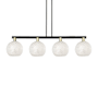 Innovations Lighting White Mouchette 4 Light 53" Wide Linear Pendant Black Antique Brass / White Mouchette