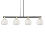 Innovations Lighting White Mouchette 4 Light 51" Wide Linear Pendant Black Antique Brass / White Mouchette