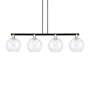 Innovations Lighting Athens 4 Light 53" Wide Linear Pendant Black Antique Brass / Clear