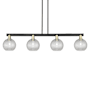 Innovations Lighting Athens 4 Light 51" Wide Linear Pendant Black Antique Brass / Clear Basketweave