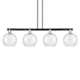 Innovations Lighting Athens 4 Light 53" Wide Linear Pendant Black Antique Brass / Seedy