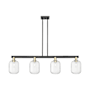 Innovations Lighting Preston 4 Light 48" Wide Linear Pendant Black Antique Brass / Clear