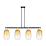 Innovations Lighting Brookhaven Cloche 4 Light 48" Wide Linear Pendant Black Antique Brass / Amber