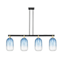 Innovations Lighting Brookhaven Cloche 4 Light 48" Wide Linear Pendant Black Antique Brass / Sapphire Blue