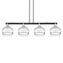 Innovations Lighting Rochester 4 Light 53" Wide Linear Pendant Black Antique Brass / Clear