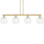 Innovations Lighting Athens Water Glass 4 Light 51" Wide Linear Pendant Brushed Brass / Clear Water Glass
