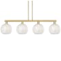 Innovations Lighting White Mouchette 4 Light 53" Wide Linear Pendant Brushed Brass / White Mouchette