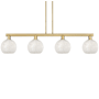 Innovations Lighting White Mouchette 4 Light 51" Wide Linear Pendant Brushed Brass / White Mouchette
