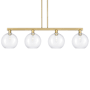 Innovations Lighting Athens 4 Light 53" Wide Linear Pendant Brushed Brass / Clear