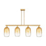 Innovations Lighting Brookhaven Cloche 4 Light 48" Wide Linear Pendant Brushed Brass / Amber