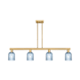 Innovations Lighting Bridal Veil 4 Light 48" Wide Linear Pendant Brushed Brass / Blue