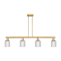 Innovations Lighting Bridal Veil 4 Light 48" Wide Linear Pendant Brushed Brass / Clear