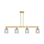 Innovations Lighting Bridal Veil 4 Light 48" Wide Linear Pendant Brushed Brass / Light Smoke