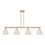 Innovations Lighting Natural Ballston Dome 4 Light 48" Wide Linear Pendant Brushed Brass / Natural