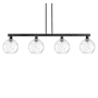 Innovations Lighting Athens Water Glass 4 Light 51" Wide Linear Pendant Matte Black / Clear Water Glass