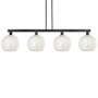 Innovations Lighting White Mouchette 4 Light 53" Wide Linear Pendant Matte Black / White Mouchette