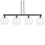 Innovations Lighting Athens 4 Light 53" Wide Linear Pendant Matte Black / Clear