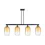 Innovations Lighting Brookhaven Cloche 4 Light 48" Wide Linear Pendant Matte Black / Amber