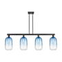 Innovations Lighting Brookhaven Cloche 4 Light 48" Wide Linear Pendant Matte Black / Sapphire Blue