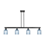 Innovations Lighting Bridal Veil 4 Light 48" Wide Linear Pendant Matte Black / Blue