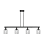 Innovations Lighting Bridal Veil 4 Light 48" Wide Linear Pendant Matte Black / Light Smoke