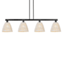 Innovations Lighting Bristol Natural 4 Light 52" Wide Linear Pendant Matte Black / Natural