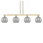 Innovations Lighting Athens Deco Swirl 4 Light 51" Wide Linear Pendant Champagne Bronze / Light Smoke Deco Swirl