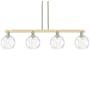 Innovations Lighting Athens Water Glass 4 Light 51" Wide Linear Pendant Champagne Bronze / Clear Water Glass