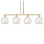 Innovations Lighting White Mouchette 4 Light 53" Wide Linear Pendant Champagne Bronze / White Mouchette
