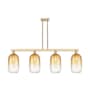 Innovations Lighting Brookhaven Cloche 4 Light 48" Wide Linear Pendant Champagne Bronze / Amber