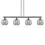 Innovations Lighting Athens Deco Swirl 4 Light 51" Wide Linear Pendant Oil Rubbed Bronze / Light Smoke Deco Swirl