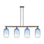 Innovations Lighting Brookhaven Cloche 4 Light 48" Wide Linear Pendant Oil Rubbed Bronze / Sapphire Blue
