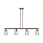 Innovations Lighting Bridal Veil 4 Light 48" Wide Linear Pendant Oil Rubbed Bronze / Light Smoke