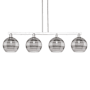Innovations Lighting Rochester 4 Light 53" Wide Linear Pendant Polished Chrome / Light Smoke