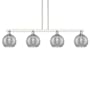 Innovations Lighting Athens Deco Swirl 4 Light 51" Wide Linear Pendant Polished Nickel / Light Smoke Deco Swirl