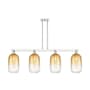 Innovations Lighting Brookhaven Cloche 4 Light 48" Wide Linear Pendant Polished Nickel / Amber