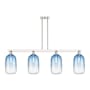 Innovations Lighting Brookhaven Cloche 4 Light 48" Wide Linear Pendant Polished Nickel / Sapphire Blue