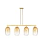 Innovations Lighting Brookhaven Cloche 4 Light 48" Wide Linear Pendant Satin Gold / Amber