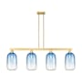 Innovations Lighting Brookhaven Cloche 4 Light 48" Wide Linear Pendant Satin Gold / Sapphire Blue