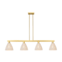 Innovations Lighting Natural Ballston Dome 4 Light 48" Wide Linear Pendant Satin Gold / Natural