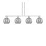 Innovations Lighting Athens Deco Swirl 4 Light 51" Wide Linear Pendant Brushed Satin Nickel / Light Smoke Deco Swirl