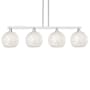 Innovations Lighting White Mouchette 4 Light 53" Wide Linear Pendant Brushed Satin Nickel / White Mouchette