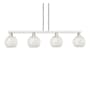Innovations Lighting White Mouchette 4 Light 51" Wide Linear Pendant Brushed Satin Nickel / White Mouchette