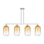 Innovations Lighting Brookhaven Cloche 4 Light 48" Wide Linear Pendant Brushed Satin Nickel / Amber
